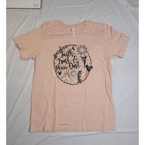Womens Bella+Canvas‎ tshirt.  Size Medium .  Peach "Faith, Trust & Pixie Dust"